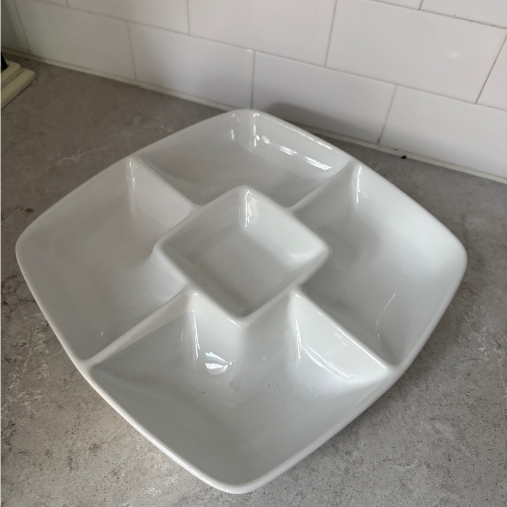 New target home sectioned White Ceramic Divided Serving Platter 12x12”